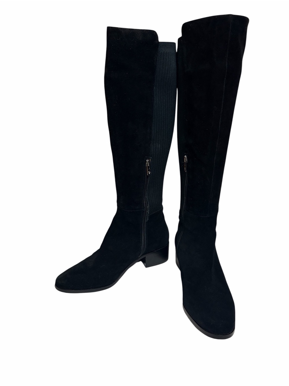 Antonio Melani Black Genuine Suede Knee-High Stretch Wide Calf Boots Size 10